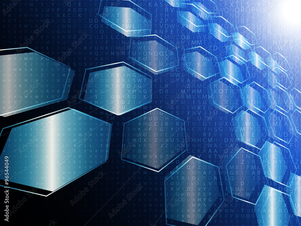 Poster vector digital technology concept, abstract background with hexagons