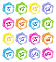 Sale discount percent icons, special offer vector signs.
