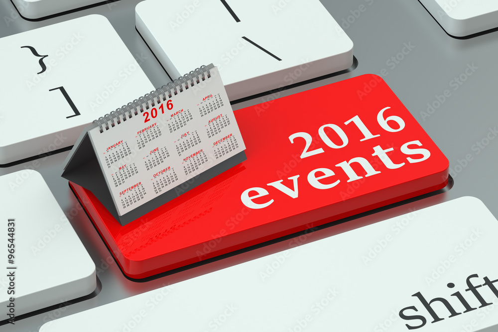 Poster 2016 events concept on the keyboard
