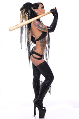 Sexy emo girl in black underwear.