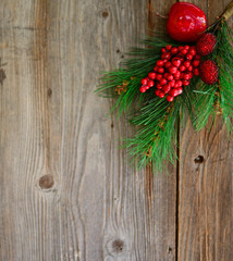 Christmas ornament on wood background