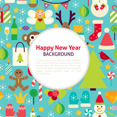 Flat Happy New Year Vector Pattern Background