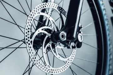 Printed kitchen splashbacks Bicycles bicycle parts front wheel close up