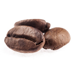 Coffee beans isolated on white closeup