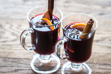 Glasses of mulled wine