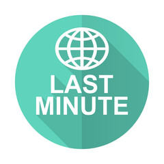 last minute blue flat desgn circle icon with long shadow on white background
