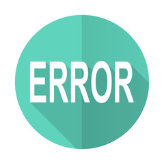 error blue flat desgn circle icon with long shadow on white background