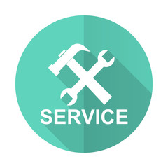 Fototapeta premium service blue flat desgn circle icon with long shadow on white background