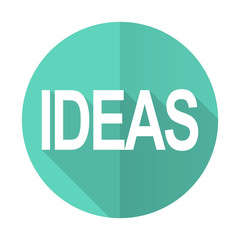 ideas blue flat desgn circle icon with long shadow on white background