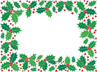 Holly Christmas symbol rectangle frame 