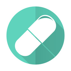drugs blue flat desgn circle icon with long shadow on white background