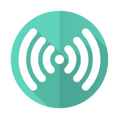 wifi blue flat desgn circle icon with long shadow on white background