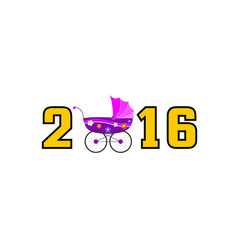 happy new year baby 2016 color vector