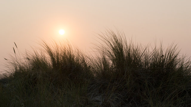 Sunset over Bayocean Peninsula, Oregon during the wildfires of Summer 2015.