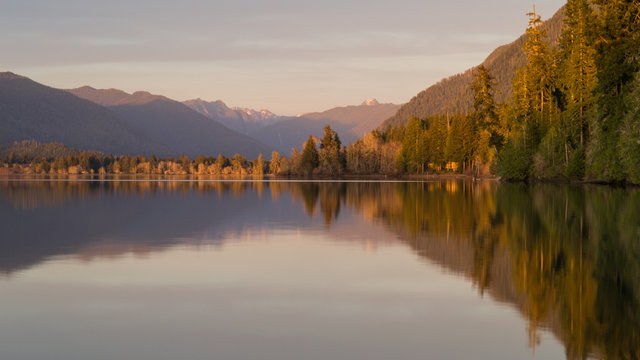 Sunset over Lake Quinault, Olympic National Forest, Washington