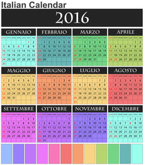 2016 colorful calendar