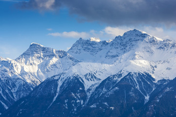 Südtirol, Alpen in der Ortlerregion, Panorama von Burgeis