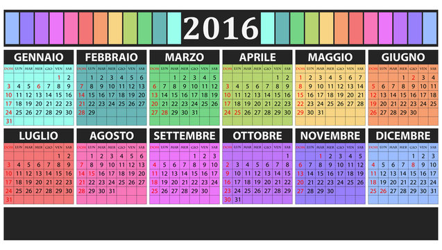 2016 Colorful Calendar