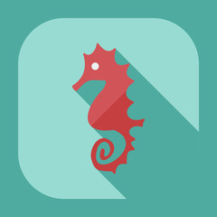 Flat modern design with shadow icons seahorses   