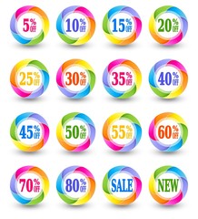 Sale discount percent icons, special offer vector signs.