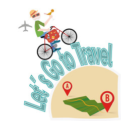 let´s go travel illustration over color background