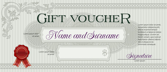 Gift Voucher with Floral Ornament Light Green