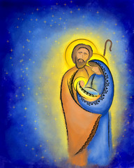 Christmas nativity scene Holy family Mary Joseph and child Jesus © t0m15