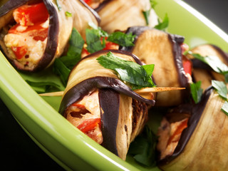 Eggplant rolls filled with cheese