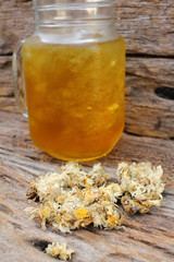Chrysanthemum tea on jar