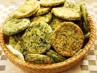 Homemade biscuits with spinach