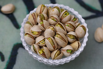 Pistachio nuts, close up