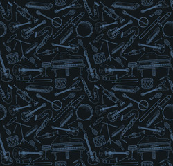 Hand drawn musical instruments. 