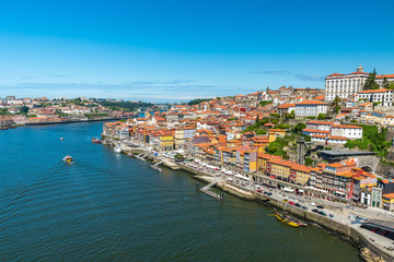 Naklejka na ściany i meble Portugal, Porto, Douro river nad historic city centre