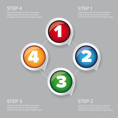 One two three four - progress steps vector button