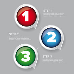 One two three - progress steps vector button