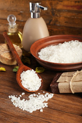 Beautiful spa composition on table close up