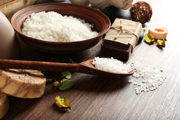 Beautiful spa composition on table close up