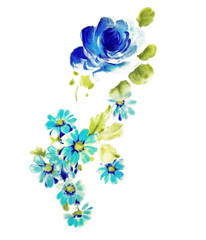 추상 수채화 표현의 장비와 데이지