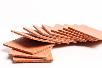 Hawthorn or haw flakes products on white background 
