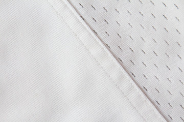 Diagonal seam on white jersey fabric