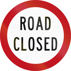 New Zealand road sign RG-16 - Road closed to traffic