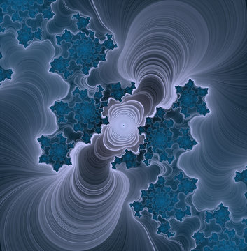 Deep blue fractal shapes background