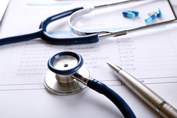 Doctor workplace close up