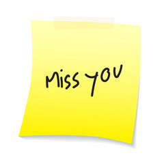 miss you text on paper note
