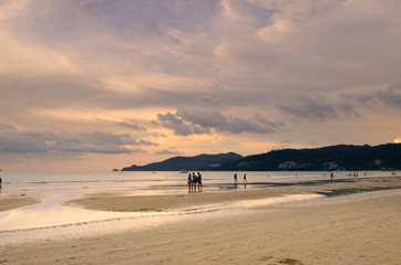Sunset at the Patong beach, Phuket, Thailand..