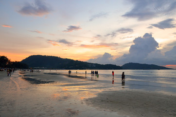 Sunset at the Patong beach, Phuket, Thailand..