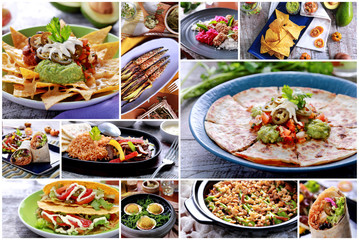 Various mexican food buffet, close up