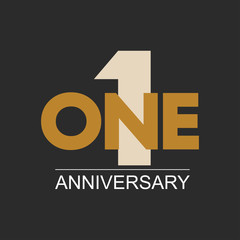 Word and number one vector. First template icon. One symbol silhouette