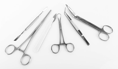 Surgery instruments isolated on white