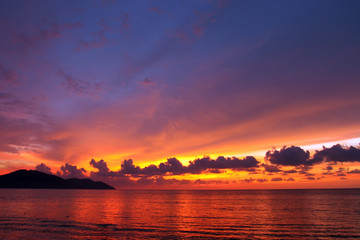 Dramatic seascape at sunset in Penang, Malaysia..